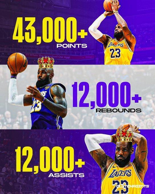 詹姆斯的荣誉无人可以超越，他是NBA历史上唯一一位常规赛得分超过43000分，篮