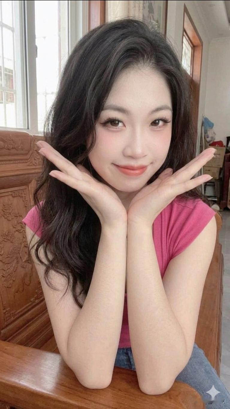 这谁顶得住？粉衣女孩的神仙颜值，直接甜到心坎里！海边粉衣少女