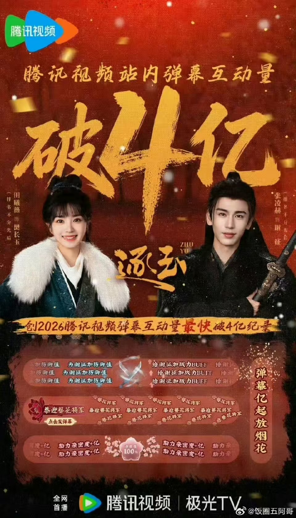 张凌赫田曦薇新剧弹幕破4亿张凌赫逐玉弹幕破4亿张凌赫 田曦薇 《逐玉》弹幕破4亿