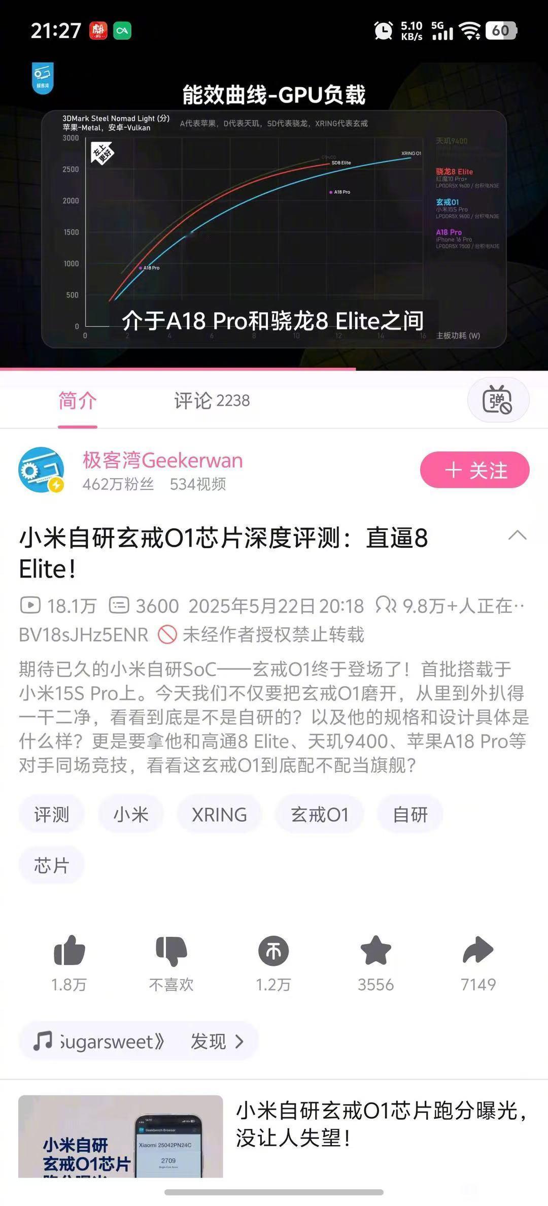 小米第一款芯片就是骁龙8至尊水平，这也算遥遥领先了吧在国产自研里面 ​​​