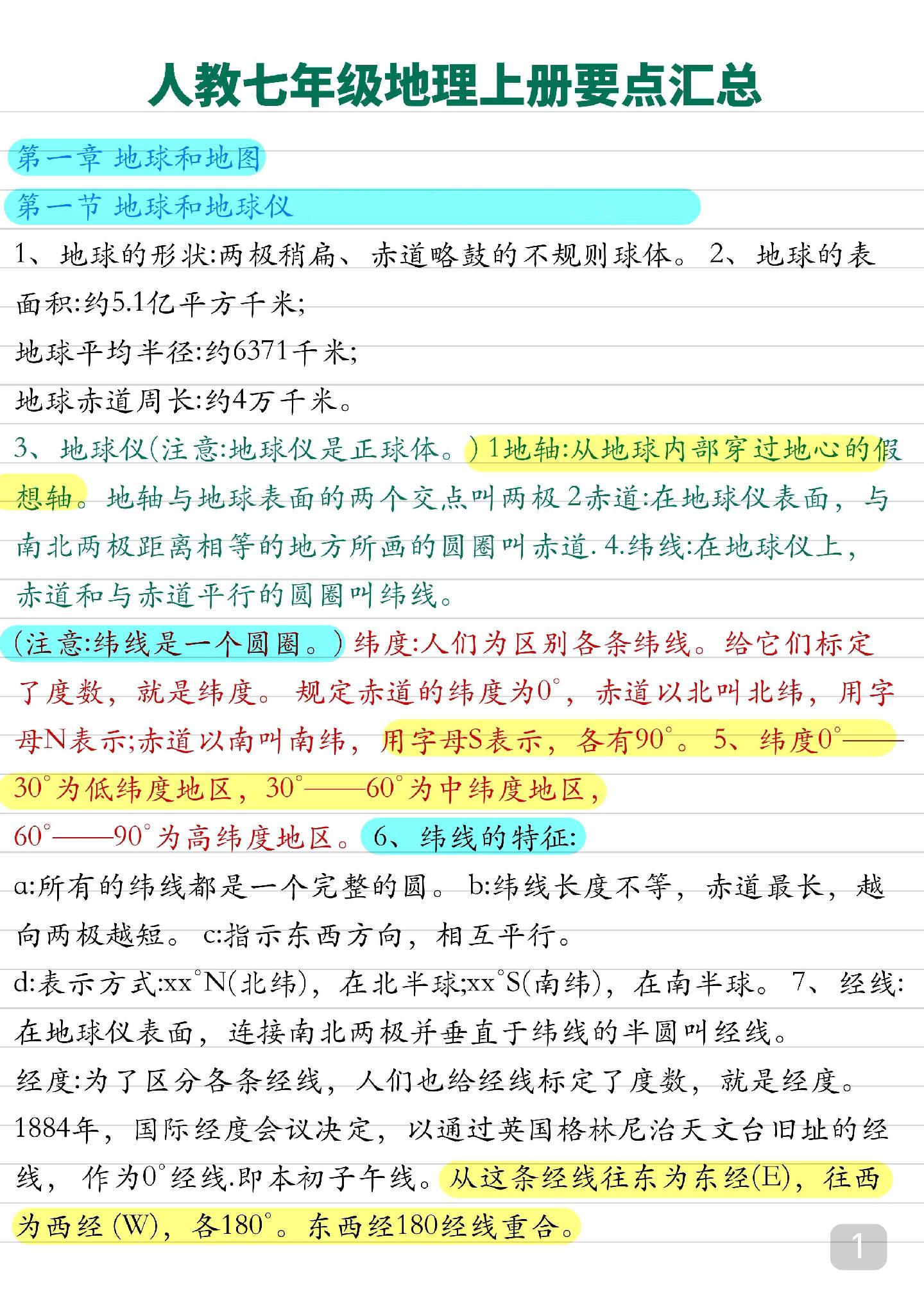 七年级地理上册要点难点汇总，这篇整理得太详细了，刷到就是提醒你该努力啦