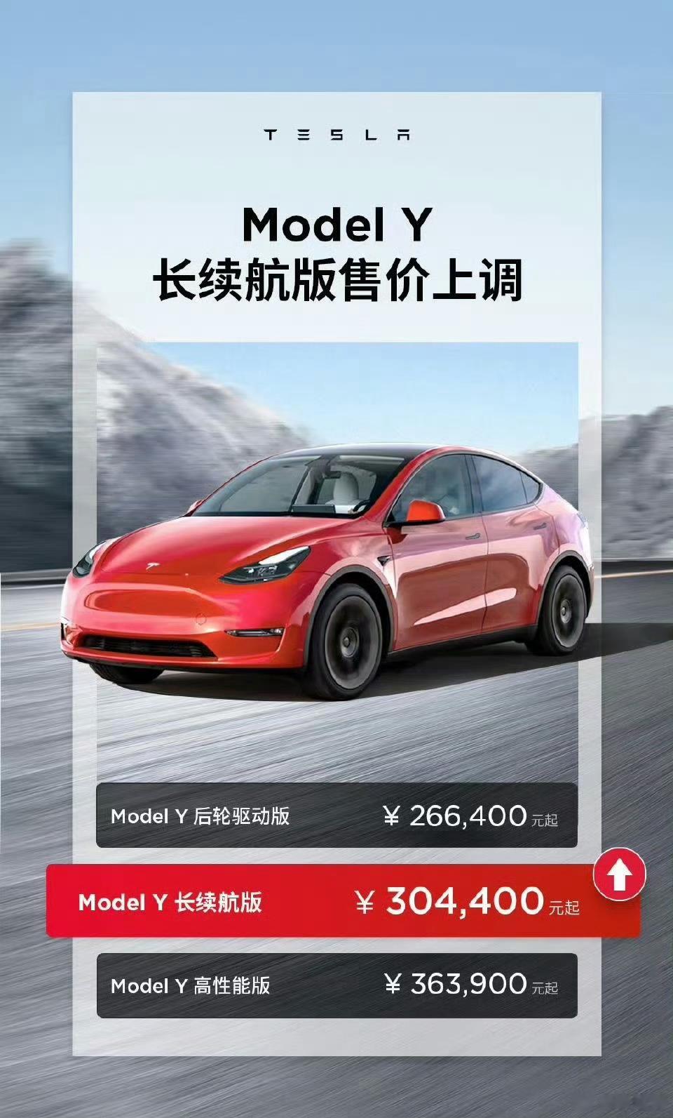 #特斯拉ModelY长续航版上调售价2000元#特斯拉又又又涨价了，这段时间连续