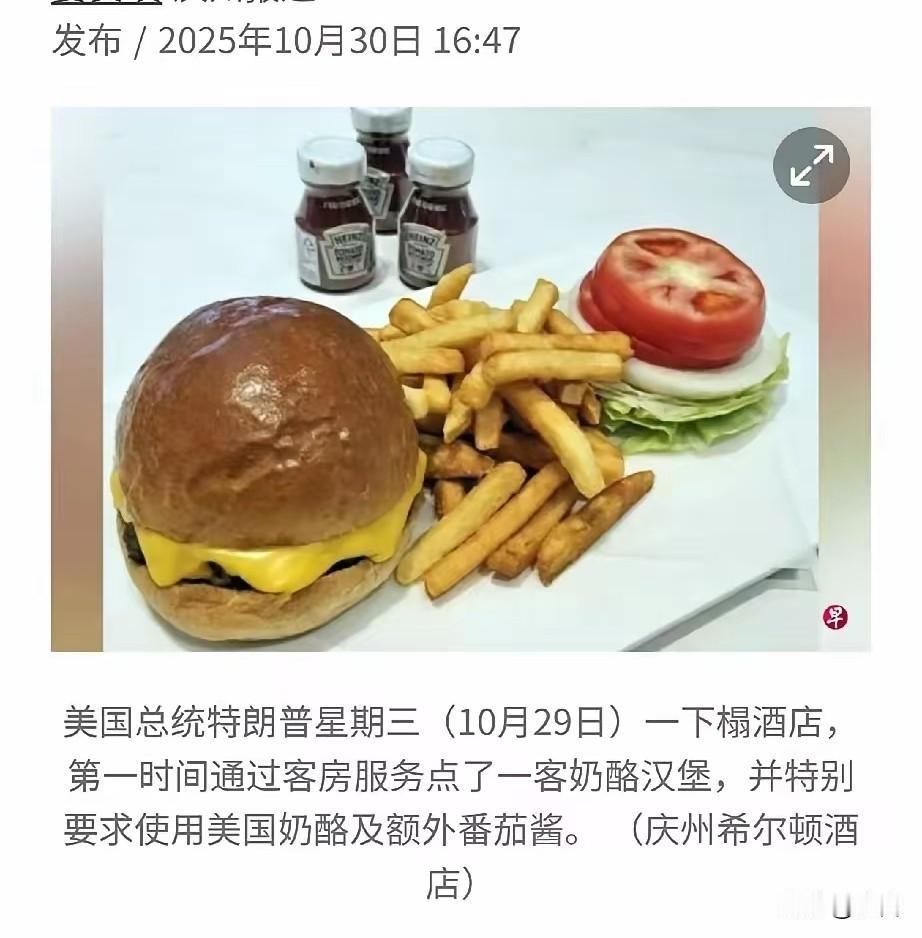 “点外卖汉堡，喝自带可乐”特朗普亚洲密集访问，到哪都吃不饱饭

在韩国最后一场会