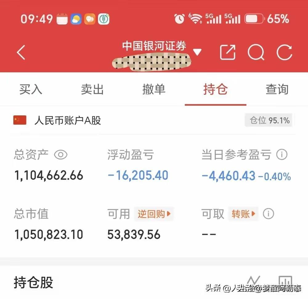 “浮亏0.4个点已经很满足了，落袋49米。”110万的账户，8买4卖只赚了49块