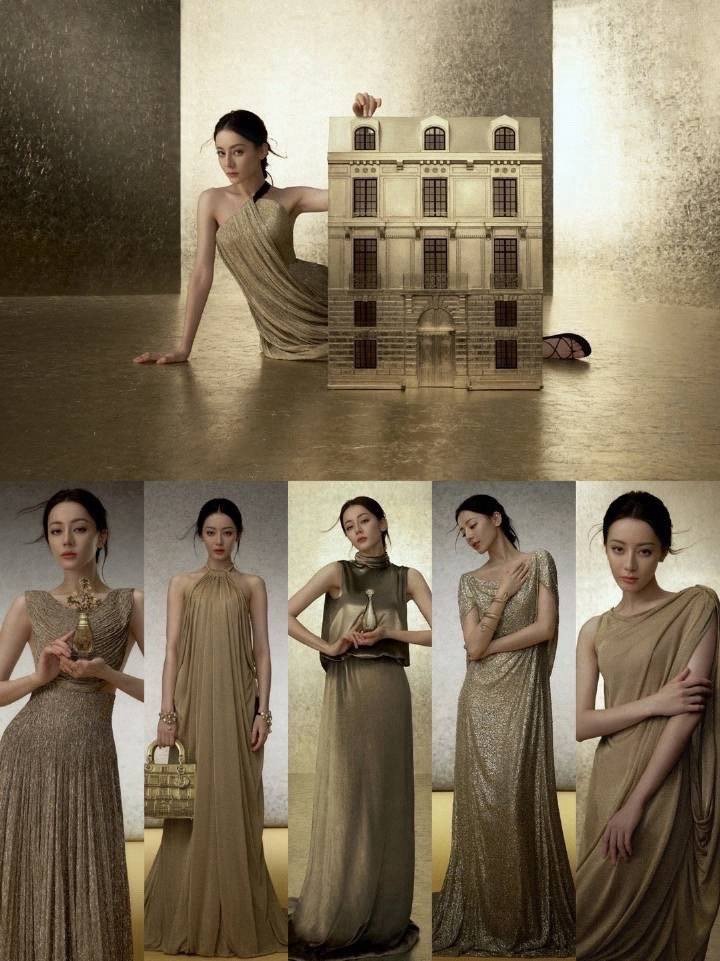 #迪丽热巴迪奥全球品牌大使# 天呐，迪丽热巴又穿了一套DIOR高订，迪奥展览迪丽