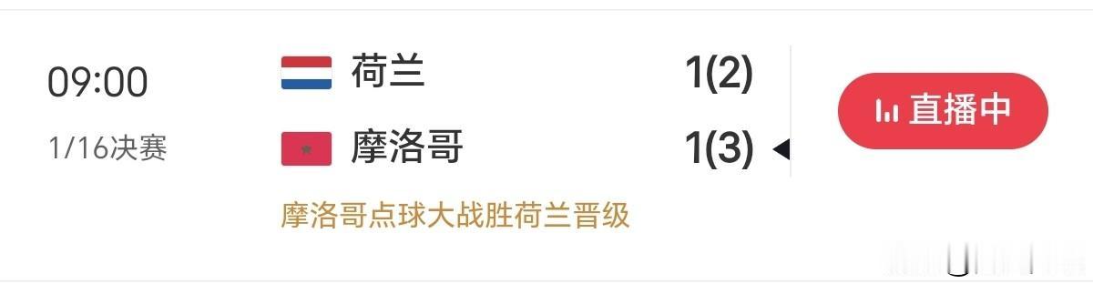 荷兰还是输在了点球上。
这场比赛不愧是强强对话，摩洛哥把全攻全守的荷兰打成了防守