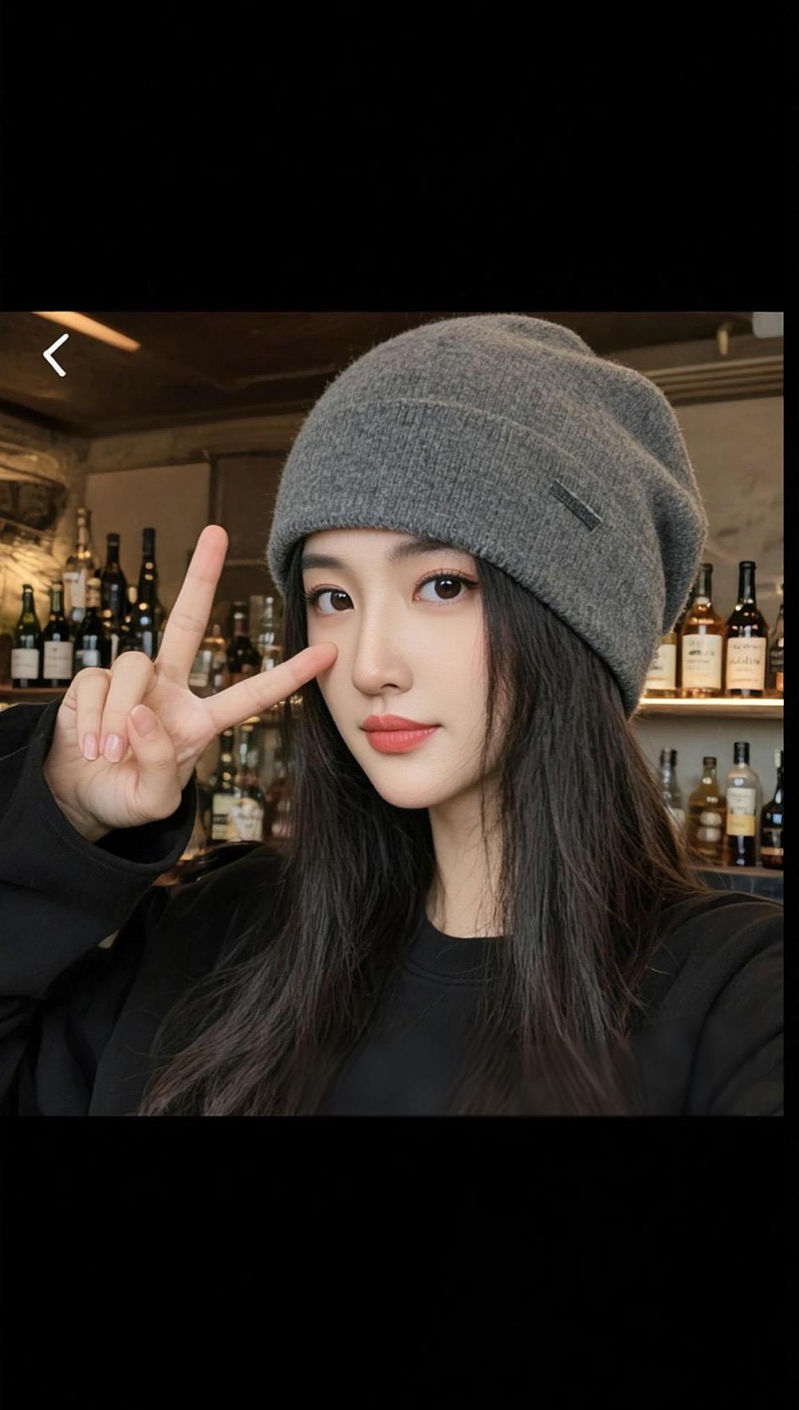 毛线帽自拍 抖音ai创作 今天穿什么都很美 好物推荐🔥