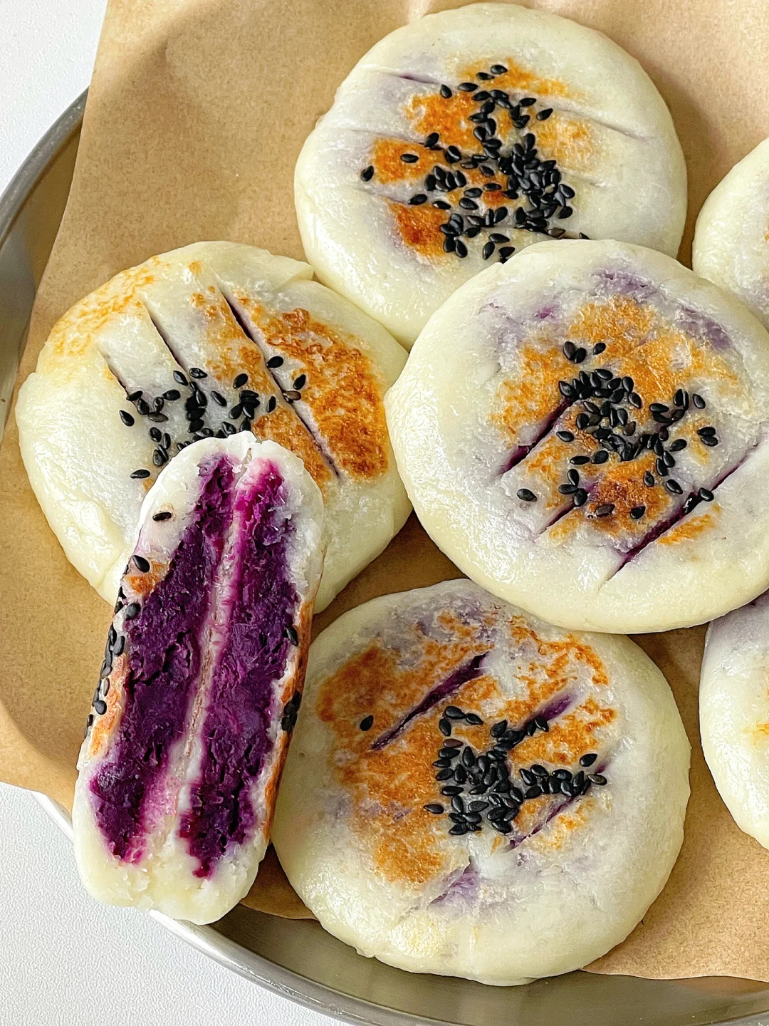 不加一滴水❗️奶香十足易消化 山药紫薯饼