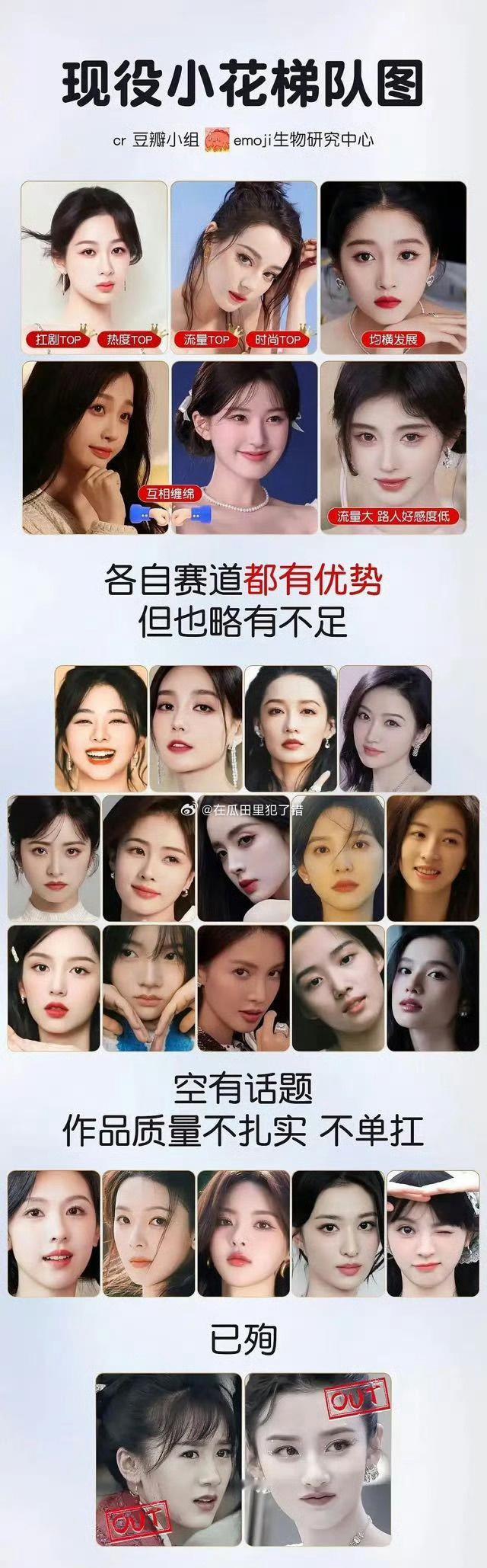 网评现役小花梯队图，你认同吗？ ​​​