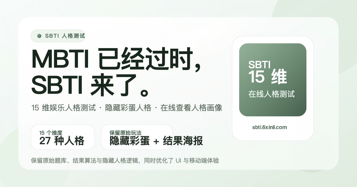 最近上火的sbti测了，纯玩梗还是真有逻辑？sbti测试链接入口>>网页链接 测