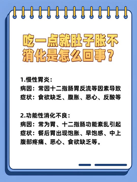 吃一点就肚子胀不消化是怎么回事？