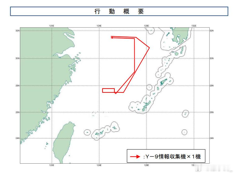 日本统幕监称今天下午一架中方运九侦察机在东海东侧，男女群岛以南到冲绳本岛西北之间