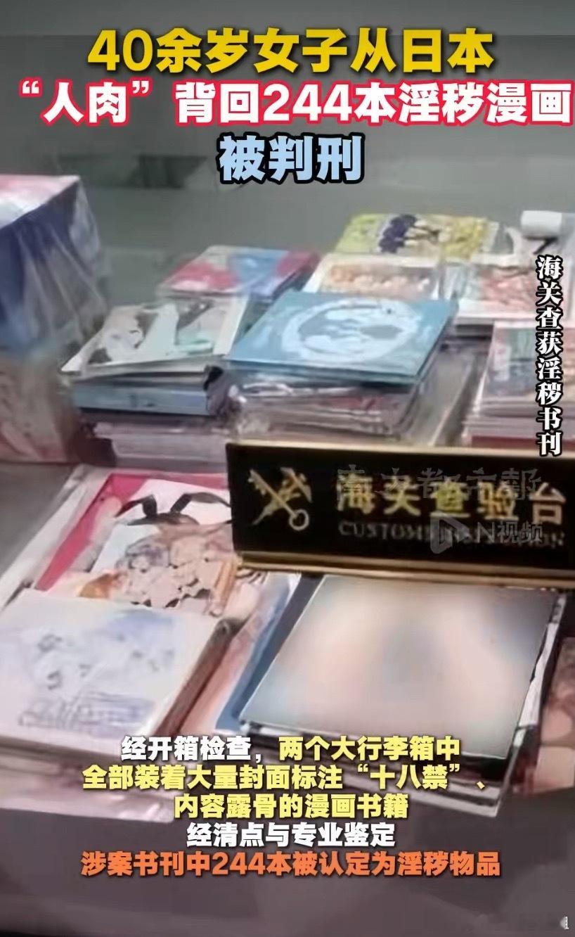 女子从日本带回244本淫秽漫画获刑评论区居然还有人说太严格的她这个数量，肯定不能