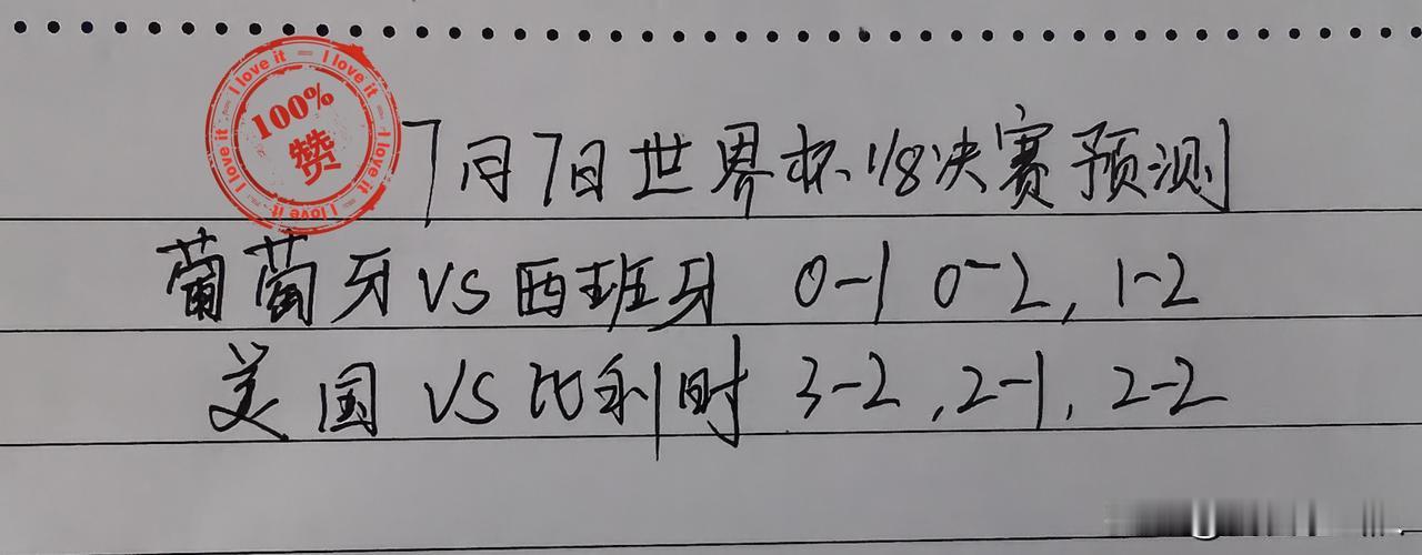 7月7日世界杯1/8决赛比分预测

葡萄牙🇵🇹VS西班牙🇪🇸
1/16决