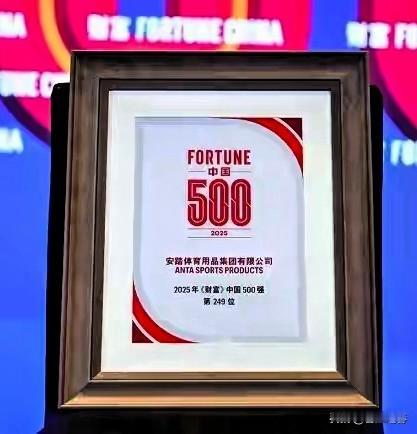 热烈㊗️贺:  福建晋江安踏集团获颁2025年《财富》中国500强证书[烟花][