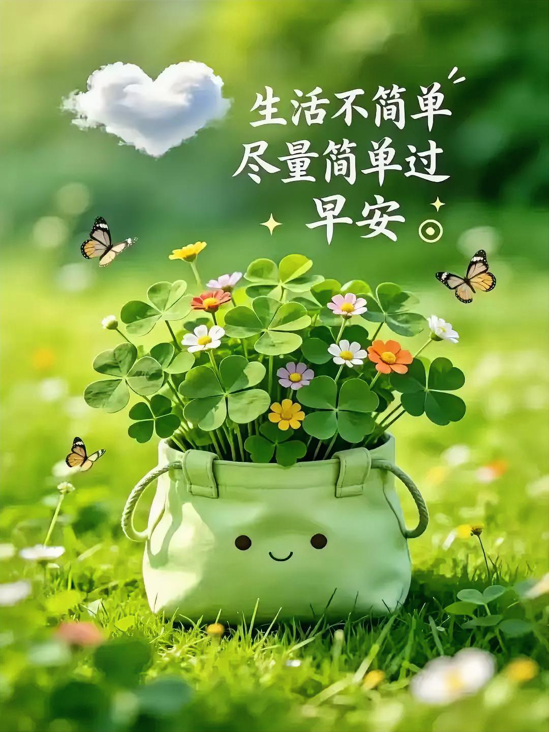 花小蝶绕着笑，生活虽难也别慌，简单过好每一天，早安呀～