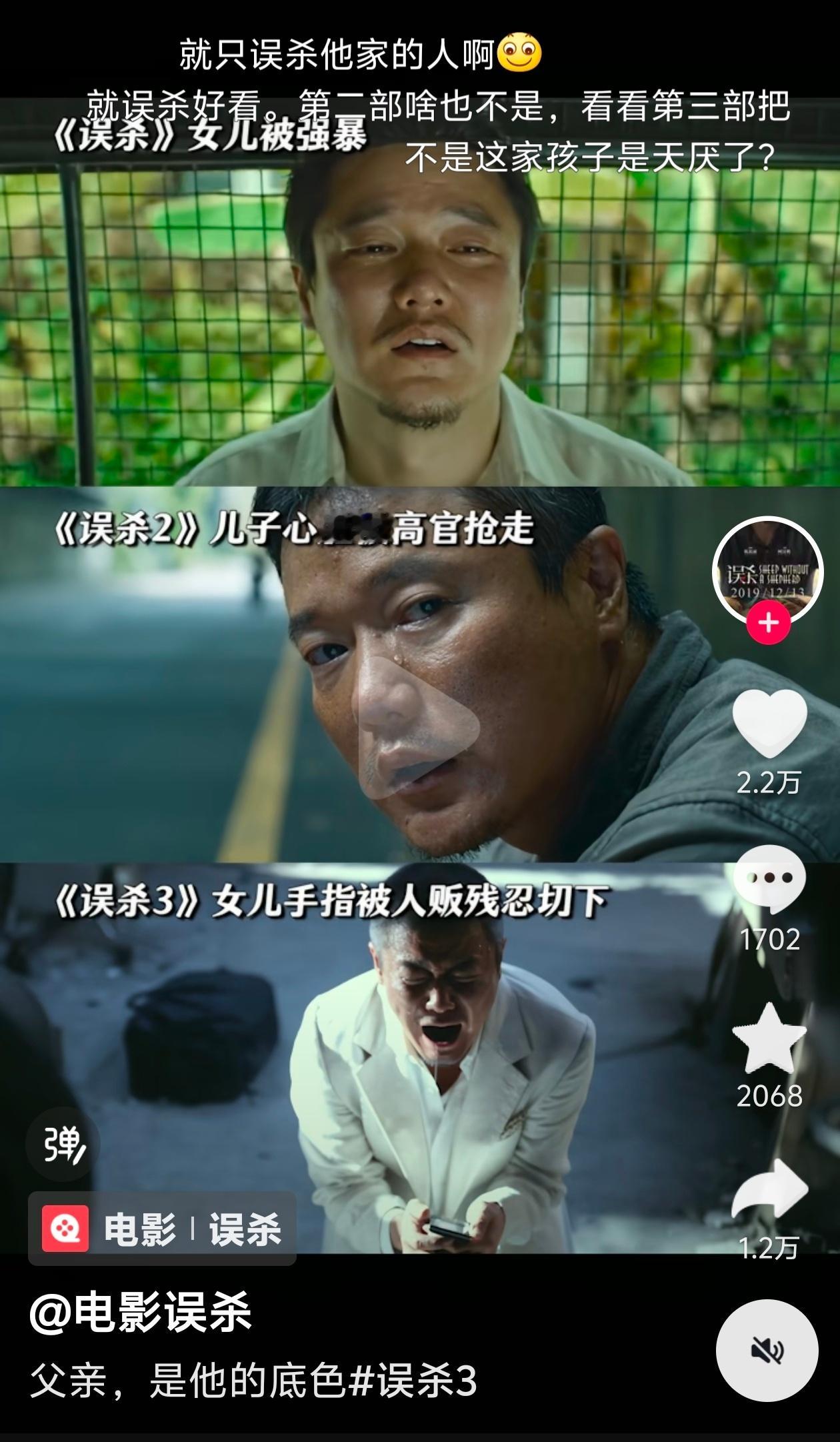 误杀了三次，当这家的儿女可真的挺惨。 建议改名，不叫《误杀3》叫《追杀》。 
