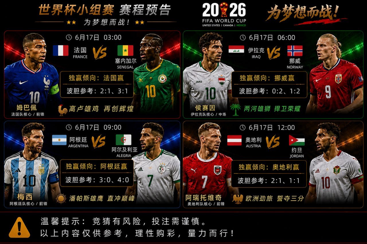 世界盃03:00 法国vs塞内加尔开⚽️：法国胜负：法国-1大小：大2.5/3∠