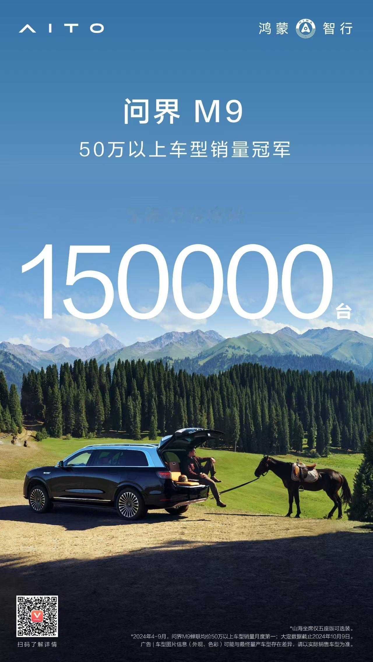 问界 M9 大定突破150,000台了！这次新增的1万台用了20天~#汽场全开#