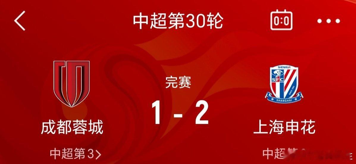 #中超联赛##成都蓉城vs上海申花##2024中超大结局#上海申花放了深圳赢了成