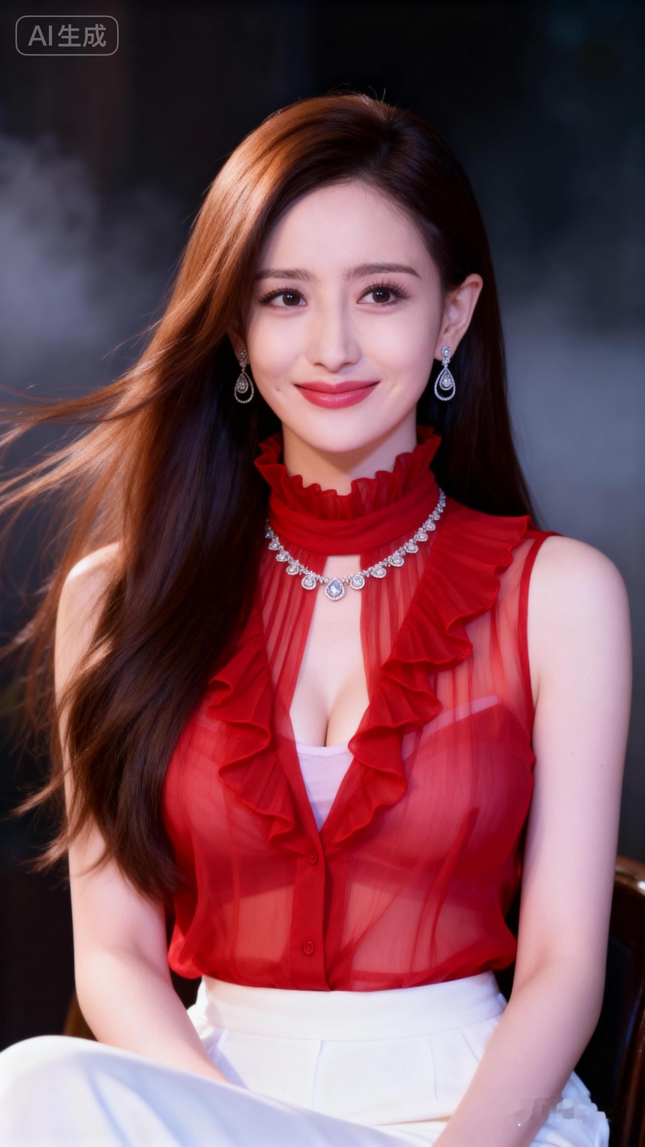 优雅红衣女郎，散发迷人魅力