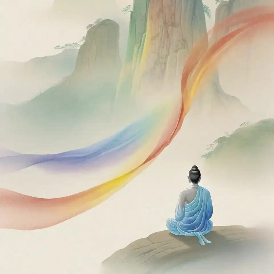 山径蜿蜒，云雾时聚时散。登高方知，脚下每一步皆是取舍。花开崖边，不属于你，不必攀
