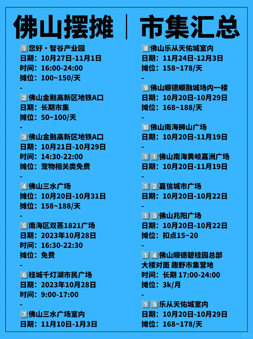 佛山摆摊市集汇总❤️看完能帮你省不少时间