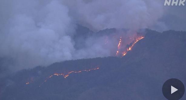 日本岩手县大槌町发生的山林火灾。

消防部门决定通宵开展灭火作业与警戒工作。
