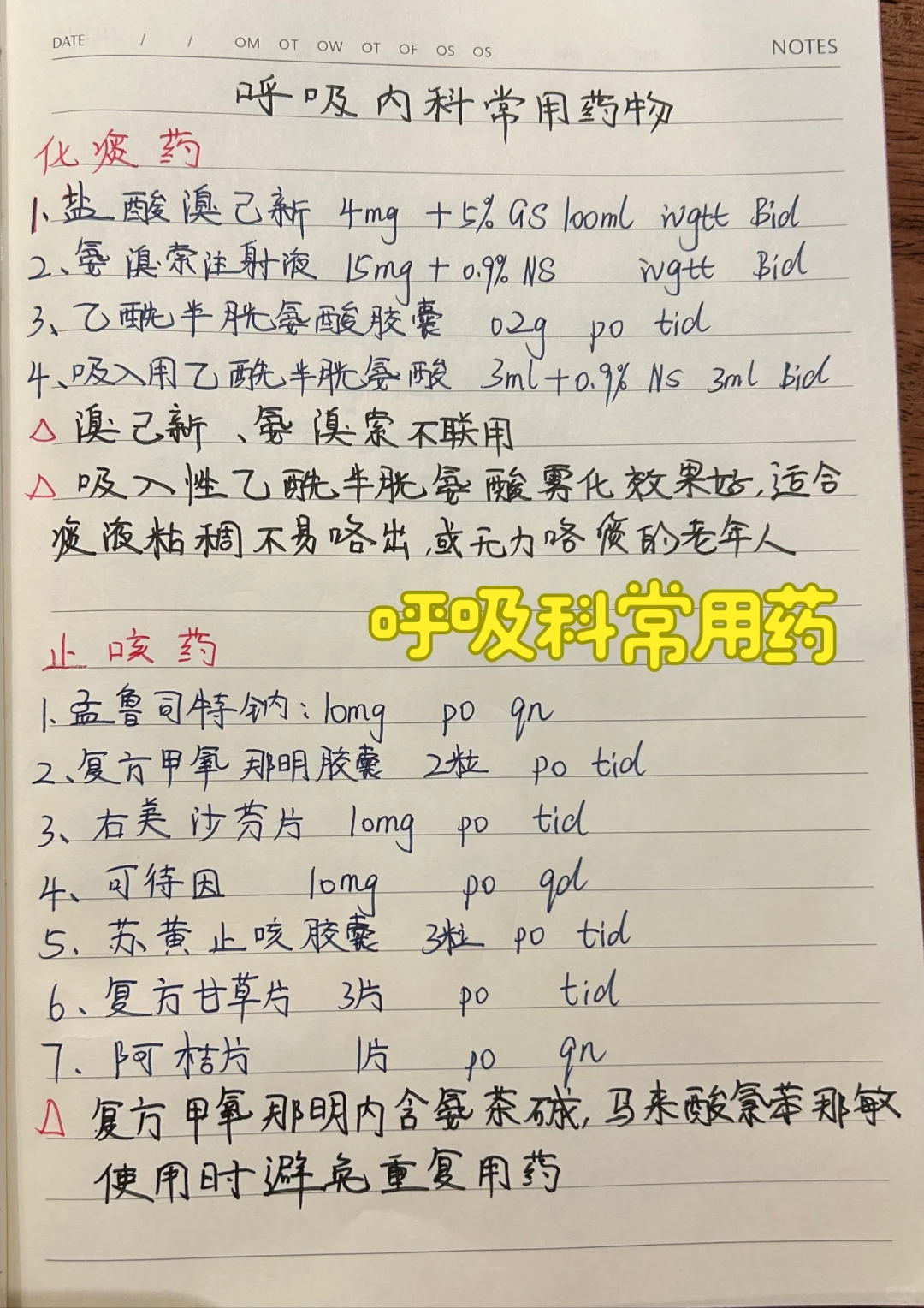 呼吸科常用药