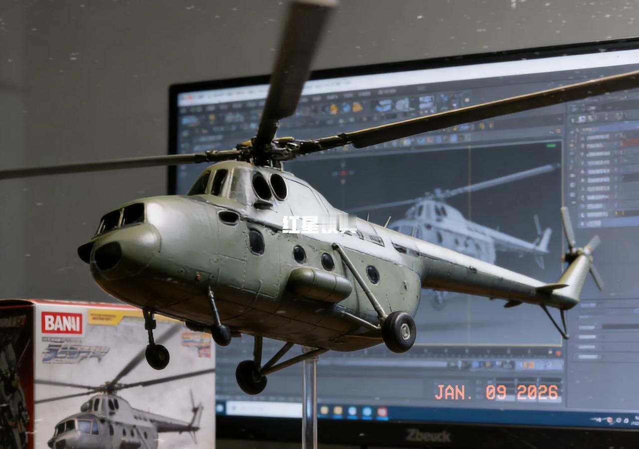 图中这是动力换装版的直5型运输直升机。
改装为用加拿大普·惠公司的PT6T-6双