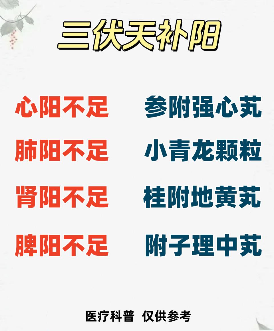 三伏天补阳正当时！四个中成药帮你把阳气补到根里去！
#中医##健康##养生##科