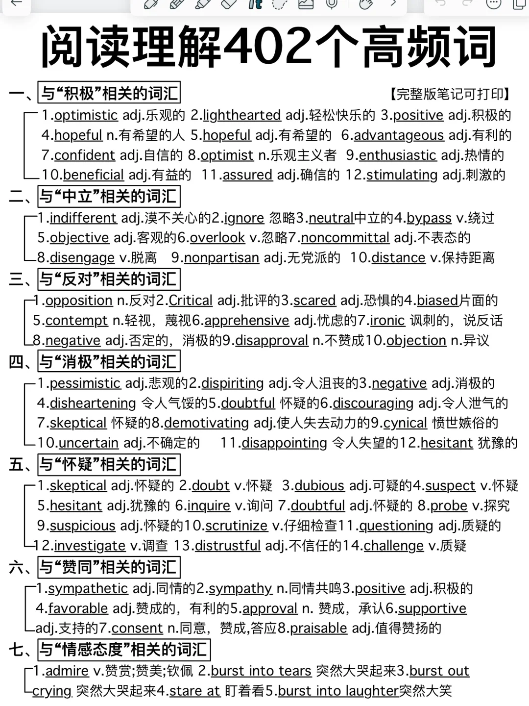 阅读理解满分真相！402个高频词！闭眼选答案！