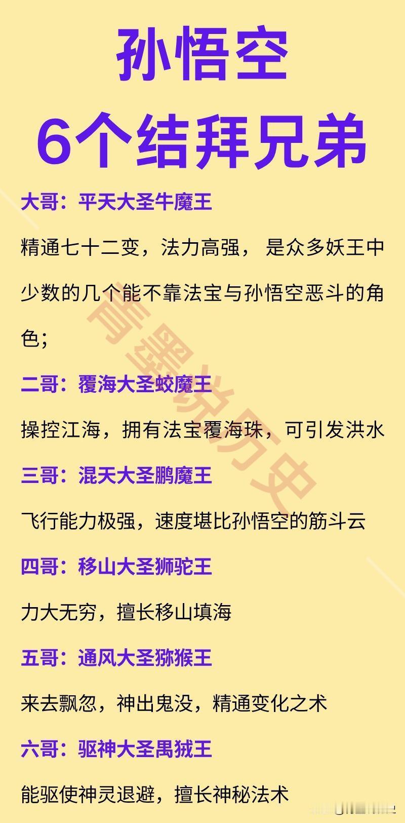 孙悟空的6个结拜兄弟，都有什么本领？

孙悟空在花果山水帘洞称王时，有6位结伴兄