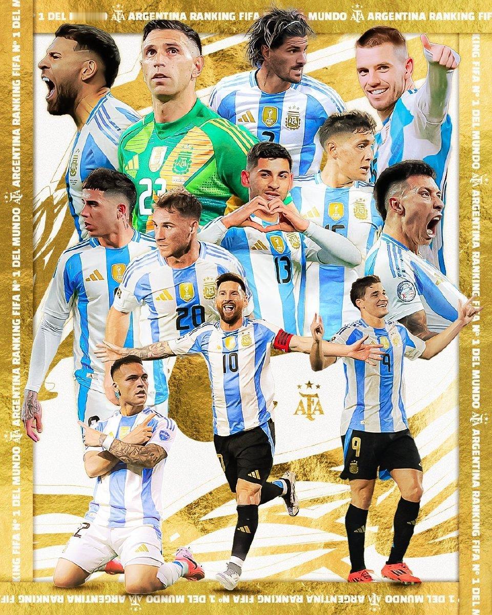 🚨FIFA更新男足世界排名，🇦🇷阿根廷以1883.50分高居第一！🏆🚨