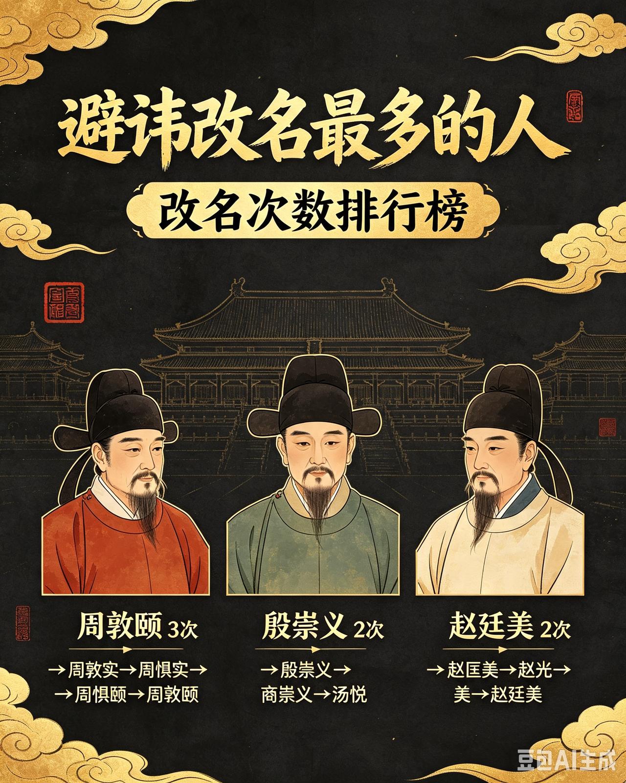 皇帝的这个讳是非避不可吗？盘点历史上因为避讳改名最多人。

周敦实:     先