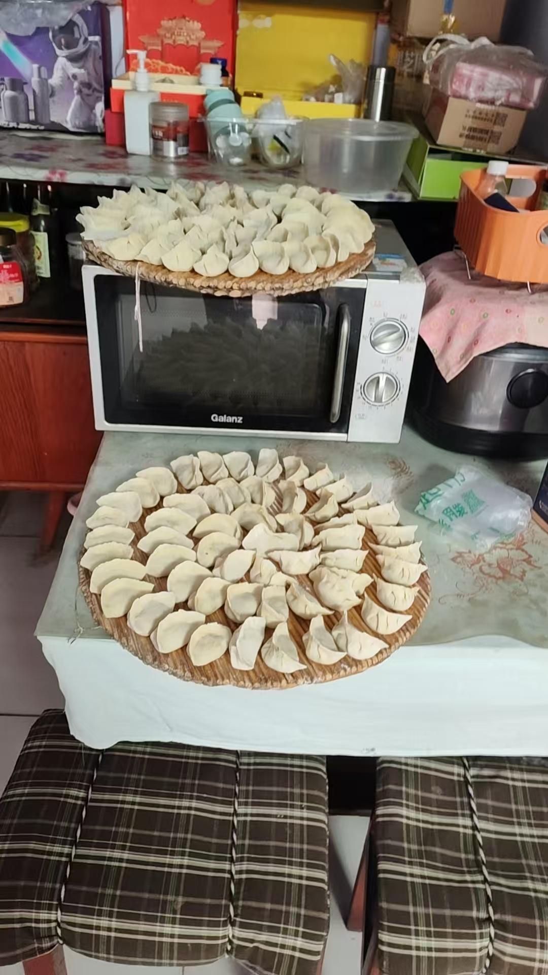 天南地北大拜年儿子一家三口昨日下午平安到达河北衡水丈母娘家了，丈母娘包了饺子迎接