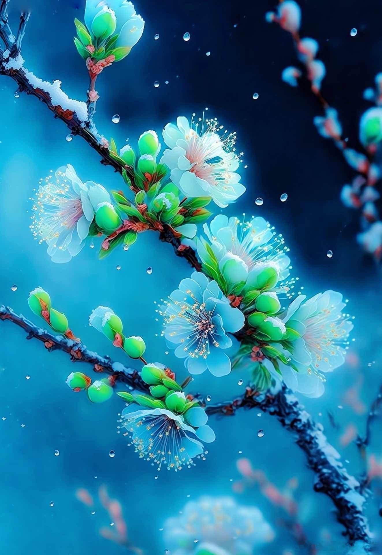 #情感# 原创——七绝·咏梅寒香冷艳两三枝，雪里梅花似玉姿。莫笑孤山溪北叟，年来