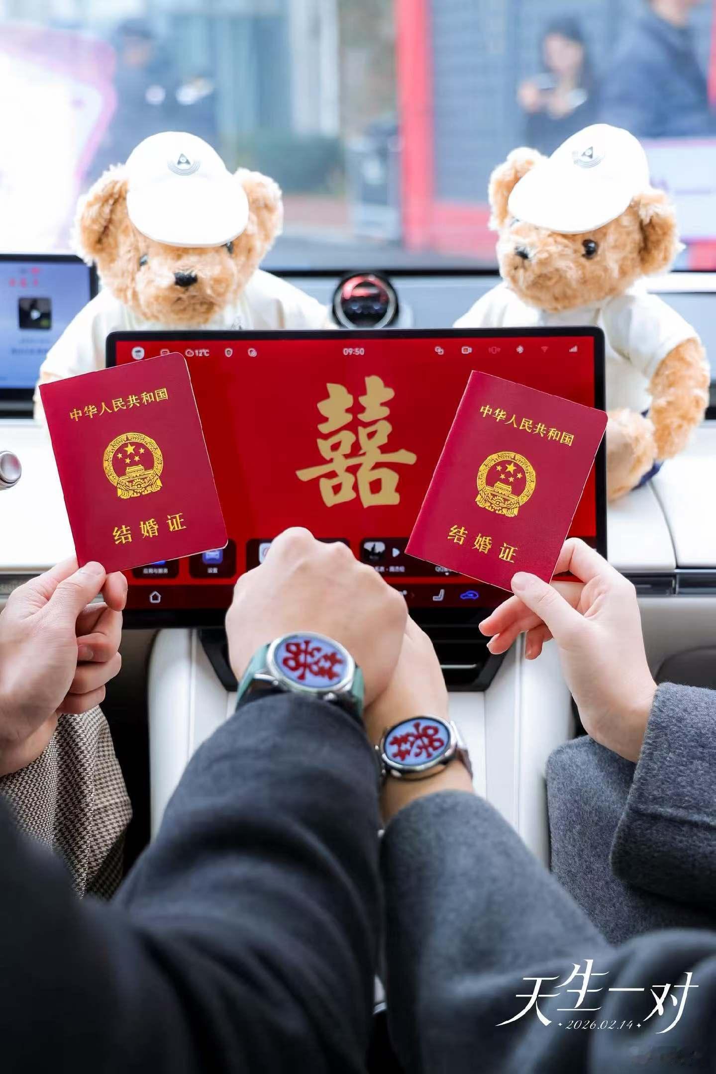 这对车主很有创意！享界S9T “移动花房”，相约民政局，见证情人节的限定浪漫。