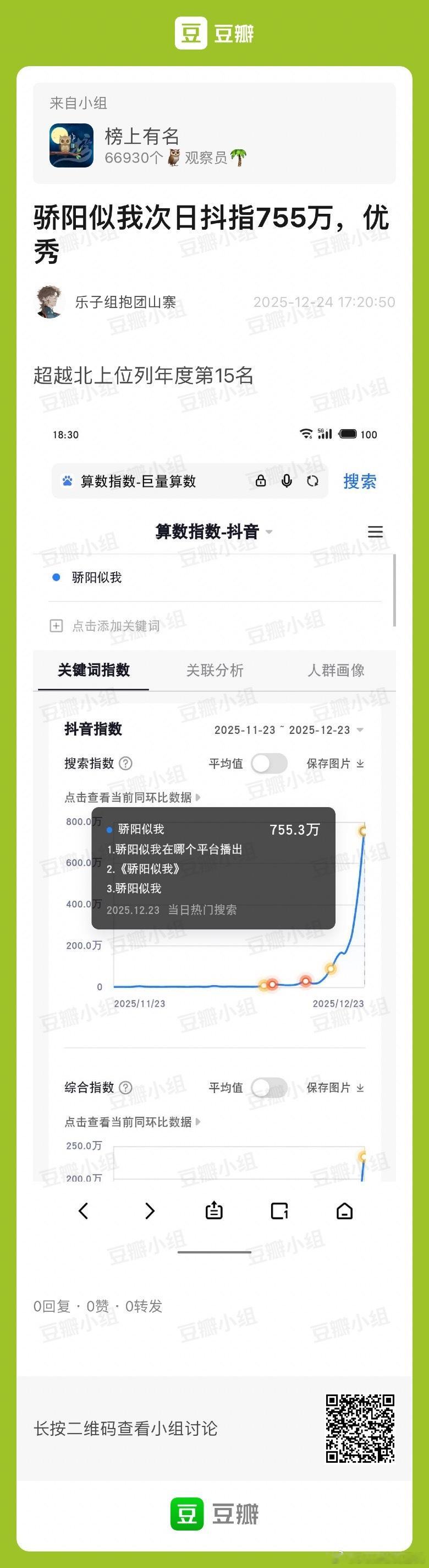 宋威龙、赵今麦（平）骄阳似我次日抖指755万 优秀 