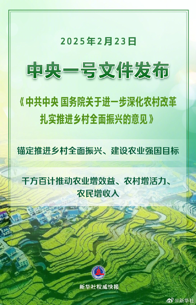 【新华社权威快报 | #2025年中央一号文件发布#】2025年中央一号文件2月