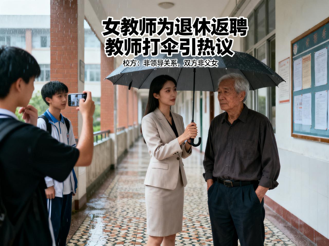 网上讨论的“女教师打伞事件”，一开始之所以引起很多人关注，是因为画面里一名女教师
