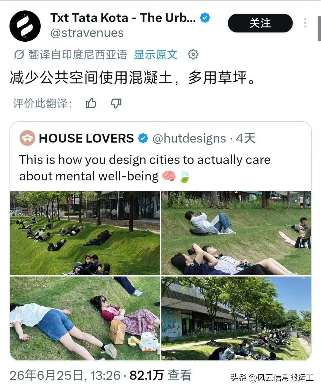 上海的台阶草坪，引起老外的羡慕和热议！