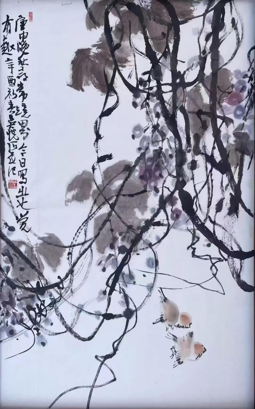 吴悦石，60×96cm 作品 有合影视频