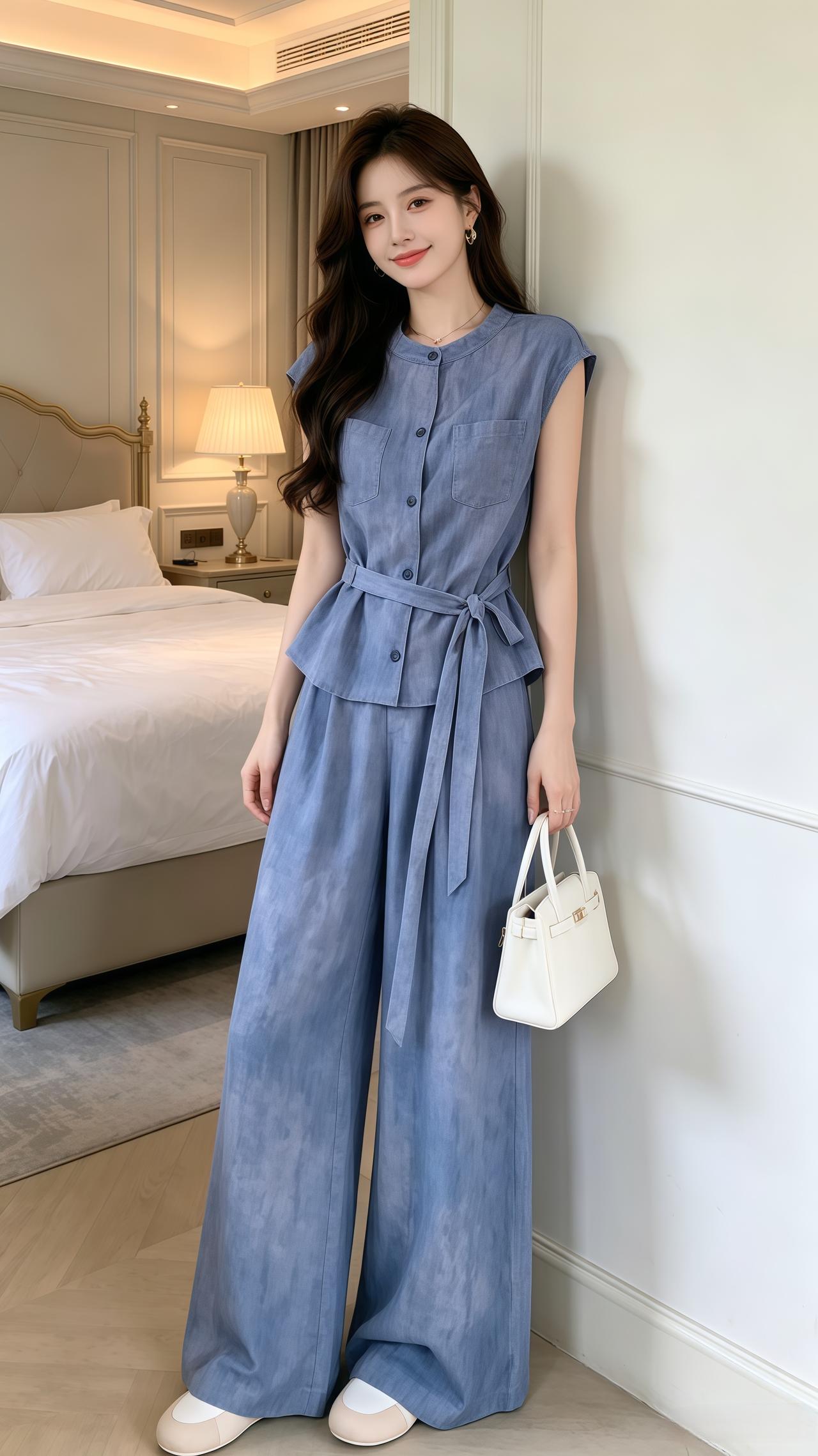 气质时尚无袖显瘦套装 气质设计感套装 高级感穿搭韩系穿搭穿搭