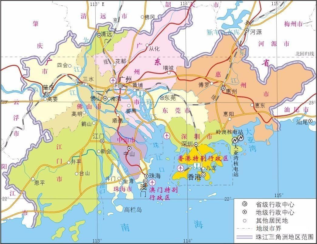 珠江三角洲城市群地图