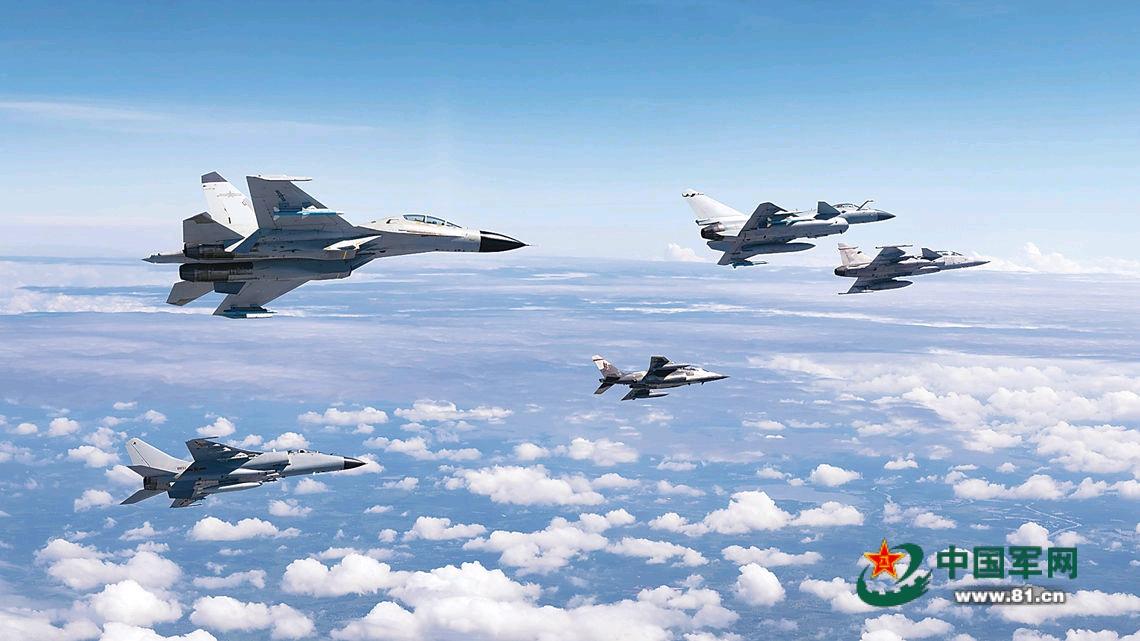 中泰“鹰击-2026” 空军联训画面，空对空模式中出现中国空军歼轰-7A、歼-1