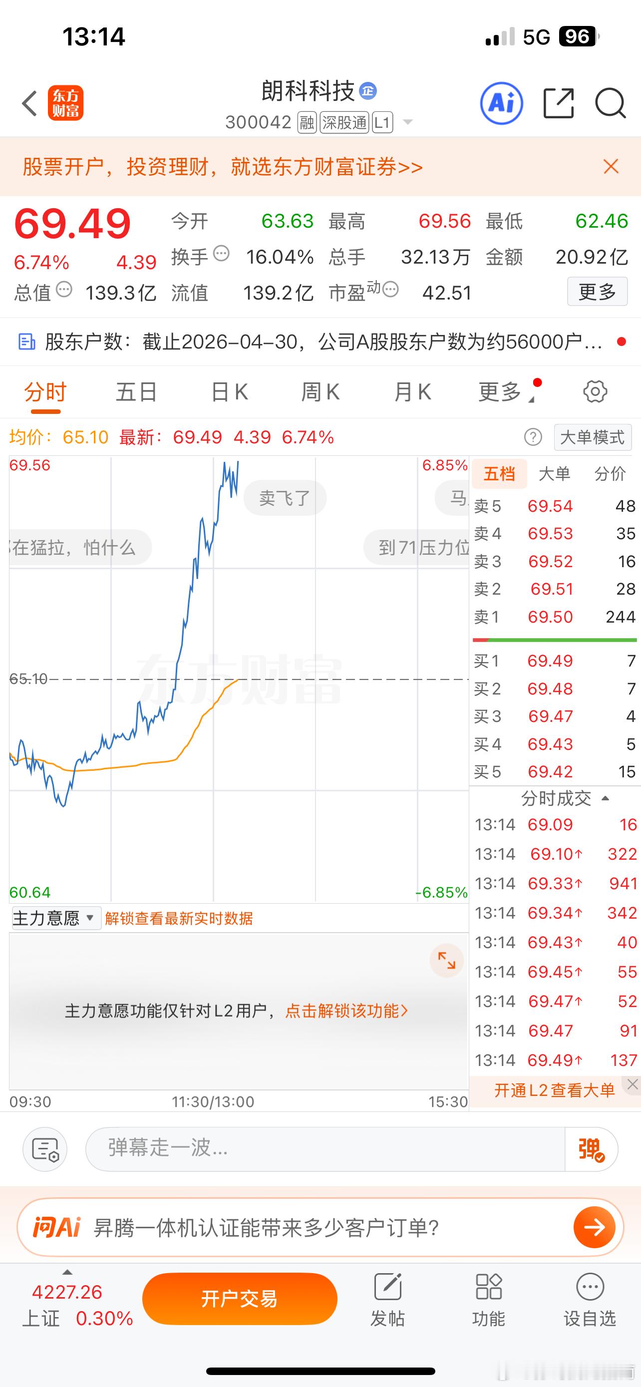 朗科科技 sz300042[股票] 兄弟姐妹们进了的朋友出来点赞评论签到一下