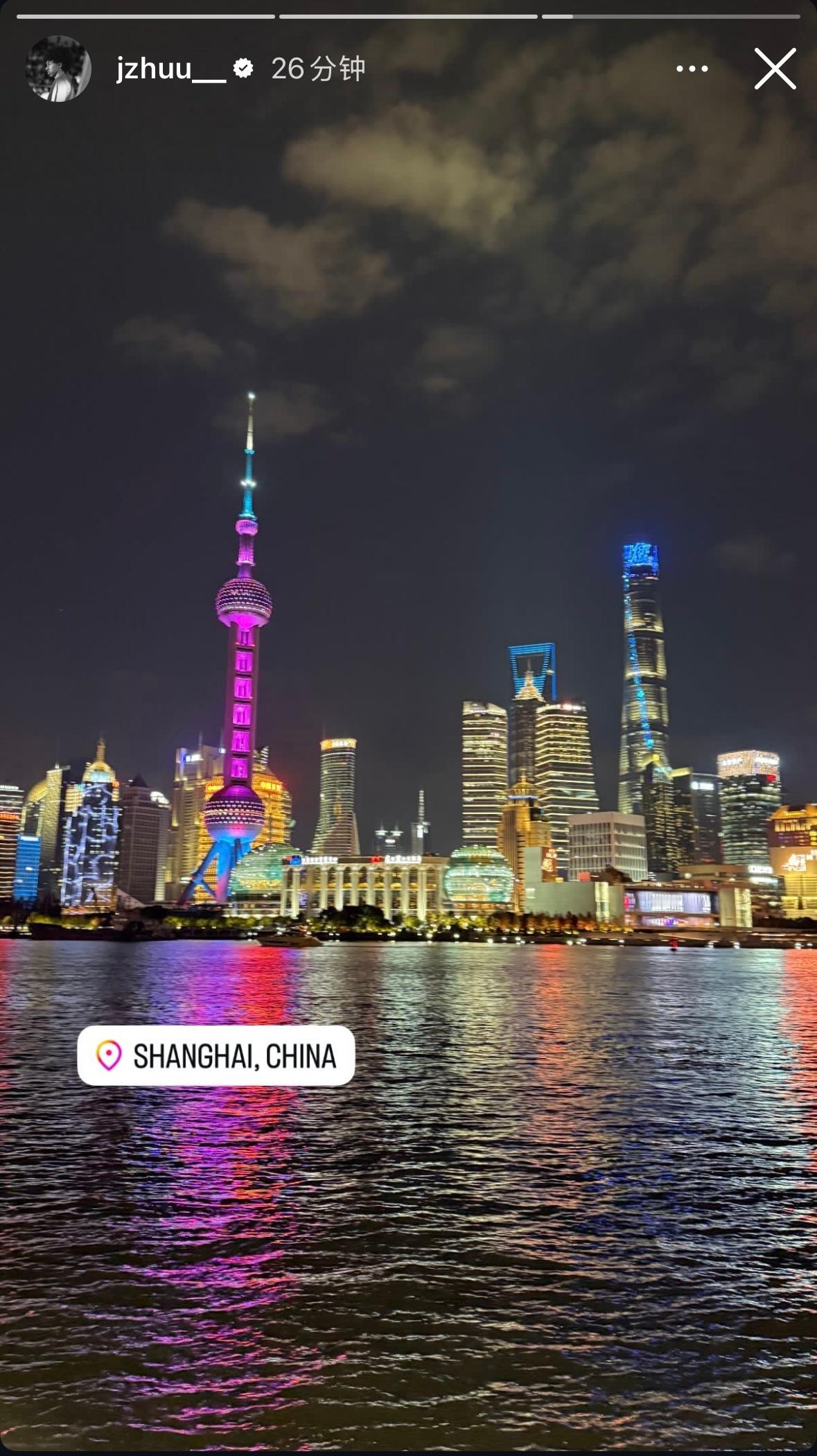 朱正在个人社交媒体上晒出返回上海的照片，据悉他将于近期与上海U18男篮全运队进行