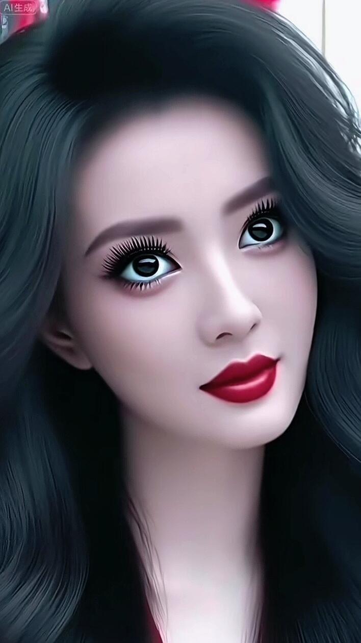 惊艳的二次元美少女，大眼睛红唇，让人心动不已！💖✨