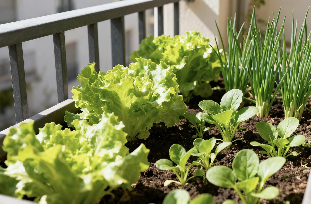在阳台上种菜，既实用又有趣。最适合的当属生菜，它生长周期短，大概40-60天就能